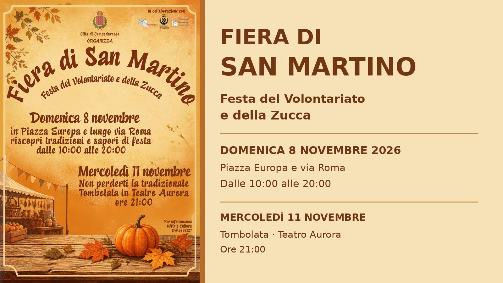 Fiera di San Martino – Festa del Volontariato e della Zucca a Campodarsego 2026